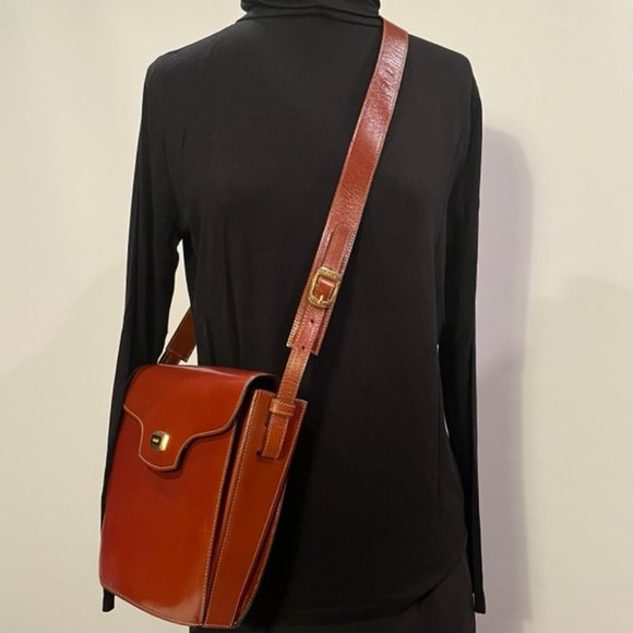 Vintage BALLY Structured Cognac Brown Leather Bag - Picture 2 of 14